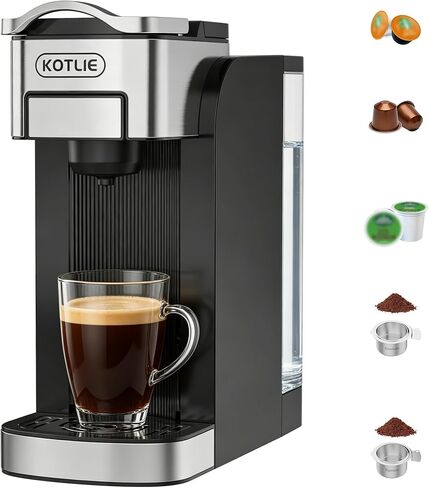KOTLIE Single Serve Coffee Maker for K*cup/Nes Original/D*G Capsules and Ground Coffee, 50 Oz Removable Reservoir, up to 12oz Cup Sizes,Ideal for Kitchens, apartments, dorm rooms and Offices (CM-827) in Kuwait