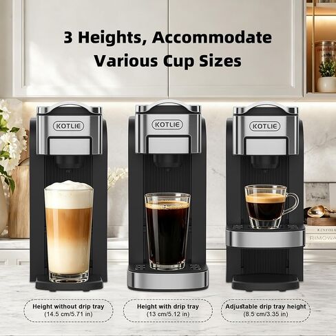 KOTLIE Single Serve Coffee Maker for K*cup/Nes Original/D*G Capsules and Ground Coffee, 50 Oz Removable Reservoir, up to 12oz Cup Sizes,Ideal for Kitchens, apartments, dorm rooms and Offices (CM-827) in Kuwait