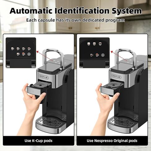 KOTLIE Single Serve Coffee Maker for K*cup/Nes Original/D*G Capsules and Ground Coffee, 50 Oz Removable Reservoir, up to 12oz Cup Sizes,Ideal for Kitchens, apartments, dorm rooms and Offices (CM-827) in Kuwait