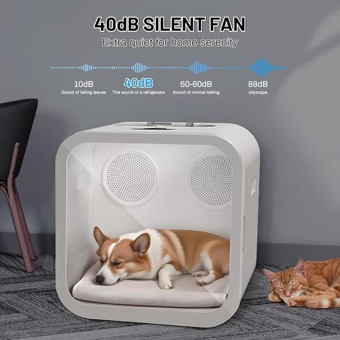 Automatic Pet Hair Dryer Box, 70L Dual Motor Fans Blower for Small Dogs and Cats, 360° Drying, Temperature Control, Self-Dryer Boxes with 4 Adjustable Speed Settings & 5 Drying Modes, 5 Towels, White in Kuwait