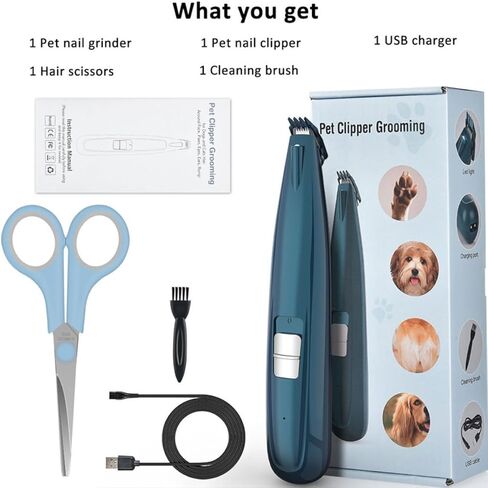 HOMSFOU Pet Paw Hair Clipper Electric Grooming Trimmer LED Cat Dog Paw Shaver Quiet Rechargeable Pet Hair Remover for Small to Medium Dogs and Cats in Kuwait