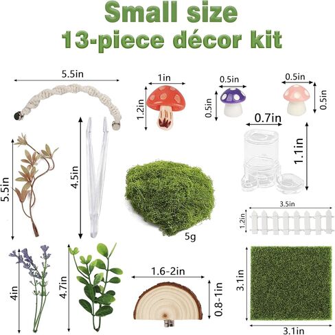 12Pcs Jumping Spider Enclosure Decor Kit - Natural Terrarium Accessories Set with Climbing Net, Moss, Mushroom Shelves, Water Feeder for Small Reptile Habitat Tarantula Gecko in Kuwait