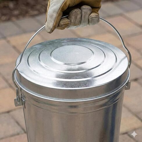 6 Gallon Galvanized Steel Storage Can with Locking Lid – Heavy Duty Metal Pail for Pet Food, Bird Seed, Ash & Charcoal, Rust Resistant & Weatherproof Outdoor Bin in Kuwait