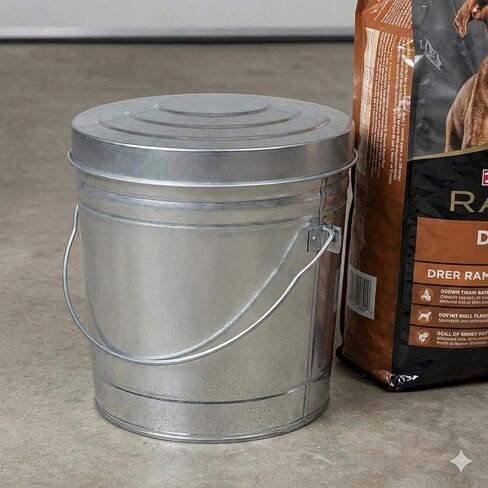 6 Gallon Galvanized Steel Storage Can with Locking Lid – Heavy Duty Metal Pail for Pet Food, Bird Seed, Ash & Charcoal, Rust Resistant & Weatherproof Outdoor Bin in Kuwait