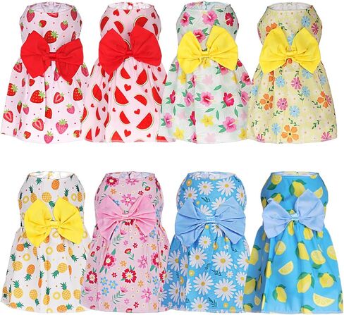 choyaxo 8 Pcs Dog Dresses Cute Bowknot Puppy Skirt Summer Pet Clothes for Cats Puppies in Kuwait