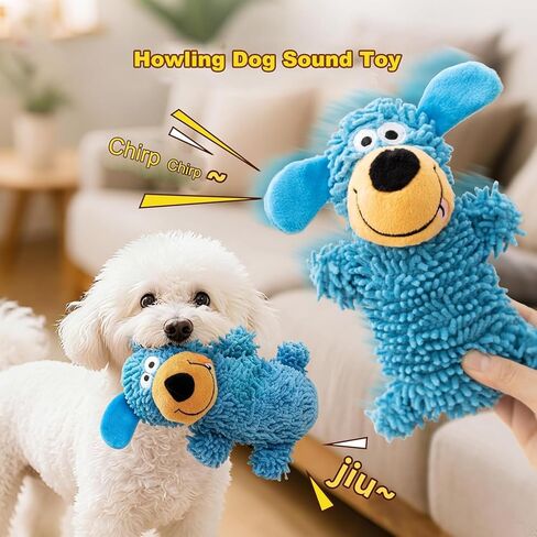 Eccentrically-Squeaky and Hilarious Plush Dog Toy - Soft, Durable & Interactive Chew Toy for Small, Medium, and Large Dogs, Perfect for Playtime, Training & Laughter (Blue) in Kuwait