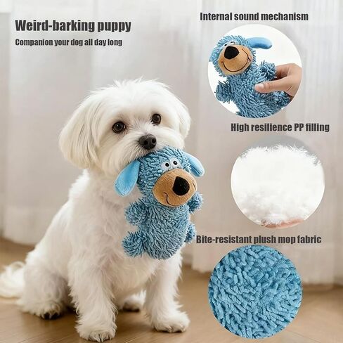 Eccentrically-Squeaky and Hilarious Plush Dog Toy - Soft, Durable & Interactive Chew Toy for Small, Medium, and Large Dogs, Perfect for Playtime, Training & Laughter (Blue) in Kuwait