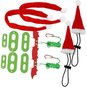 2 Sets Adjustable Christmas Lizard Leash Harness Kit with Scarf and Hat, Small Animal Traction Rope for Bearded Dragons, Geckos, and Reptiles Outdoor Walking in Kuwait