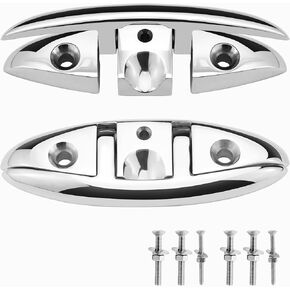 SHENGHUISS 2 Pack 6 Inch Boat Deck Folding Cleat Flip Up Flush Dock Mount Cleat Marine Stainless Steel 316 Mooring Rope Cleat w/Fasteners in Kuwait