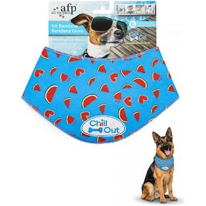 ALL FOR PAWS Dog Cooling Bandana – Ice Neck Wrap for Summer, Cooling Bandanas for Dogs with Cute Watermelon Pattern, Blue (L) in Kuwait
