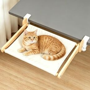 Cat Desk Bed, Wood Cat Bed for Desk with Double Hammocks and Clamps, Cat Desk Hammocks Fit for Some Wood Sofa, Chair and Window Sill in Saudi Arabia