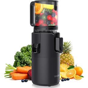 Juicer Machines, 5.3" Large Feed Chute Cold Press Juicer with Double Press Technology, 400W Motor, High Juice Yield, Easy to Clean, Masticating Juicer for Whole Vegetables & Fruits, Dark Black in Kuwait