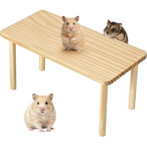 Hamster Play Wooden Platform, Hamsters Wooden Platform with Legs Play Decor Cage Accessory Waterproof Standing Surface Small Animal Wood Stand for Dwarf Syrian Hamster Gerbil Rat Mice Degus in Kuwait