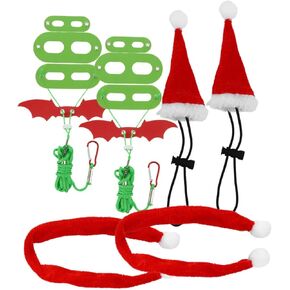 Toddmomy Lizard Harness and Leash for Bearded Dragon and Gecko, 2 Sets Christmas Reptile Traction Rope with Hat and Scarf, Outdoor Walking Rope for Small Lizards and Pets in Kuwait