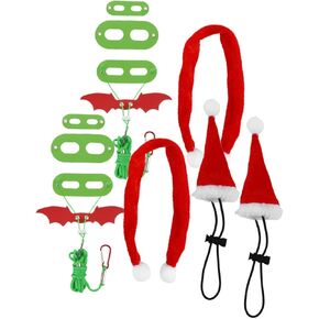 Bearded Dragon Lizard Harness Leash Set with Christmas Hat and Scarf, Small Animal Traction Rope for Outdoor Walking and Escape Prevention, Reptile Pet Leash for Bearded Dragons in Kuwait