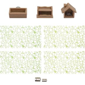 Magnetic Jumping Spider Enclosure Decor Set, 4 Green Climbing Webs & 3 Resin Miniature Hideouts, Cute House Table Bookshelf Ornaments, for Small Arboreal Pets Like Tree Frogs, Geckos, Mantises in Saudi Arabia