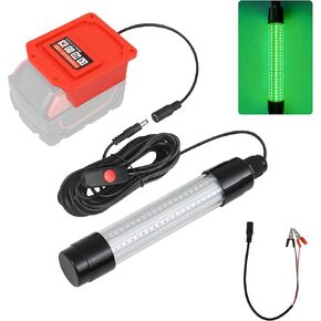 Underwater Green Fishing Light Compatible for Milwaukee M18 Battery, 13W 1512 Lumens LED for Crappie and Squid Attracting, Green Dock Light, No Battery in Saudi Arabia