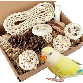 Natural Bird Toys Rattan Bird Foraging Box Parrot Shredding Toys Conure Chewing Toys for Cockatiel Lovebird Parakeet Budgie and Small to Medium Birds (Large) in Kuwait