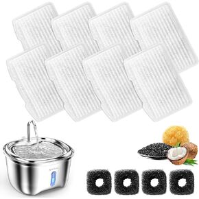 Cat Water Fountain Filters Only for kiwiLove D90, 12 Pack Replacement Filters with 8 Replacement Filters + 4 Sponge, Multi-Layer Filtration with Activated Carbon & Ion Exchange Resin [Energy Class A+] in Saudi Arabia