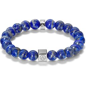 Mens Beaded Bracelets, 10MM Elastic Adjustable Beaded Bracelet, Natural Gemstone, Symbolizing Faith & Strength, Unique Gift for Men – Perfect for Anniversary, Father’s Day, Christmas, and Valentine’s Day, Lapis Lazuli/ Obsidian/Silver Sheen Obsidian in Saudi Arabia