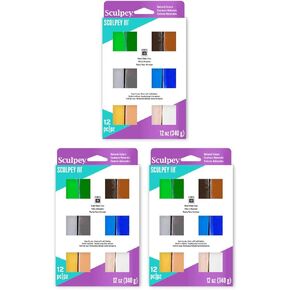 Sculpey III 12 Natural Colors of Polymer Oven-Bake Clay, Non Toxic 12 oz., great for modeling, sculpting, holiday, DIY & school projects. great for all skill levels Kids, beginners and artists! in Kuwait