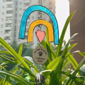 الحيوانات الأليفة التذكارية الرياح الرنين، الزجاج الملون suncatcher قوس قزح جسر الكلب الهدايا التذكارية، الهدايا التذكارية لفقدان الكلب هدية تمر بعيدا، هدية تذكارية للحيوانات الأليفة للكلاب، في ذكرى الكلاب، نافذة الفجيعة in Kuwait