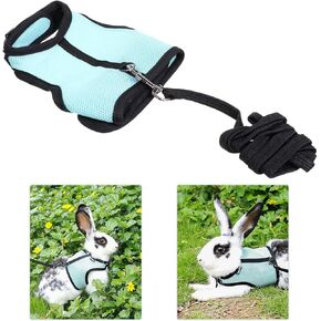 TOYANDONA Small Pet Rabbit Harness Vest Pulling Rope Adjustable Blue L Size Pet Traction Rope for Outdoor Walking in Kuwait
