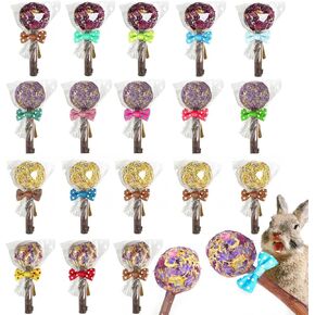 kathson 20PCS Rabbit Timothy Hay Treats Sticks,Interactive Bunny Lollipop Chew Sticks,Natural Guinea Pigs Chewing Treats Molar Teeth Toys for Small Animals,Chinchilla,Hamster,Gerbil in Kuwait