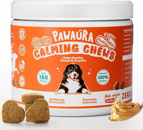 Calming Chews for Dogs 150ct - Anxiety Relief Support & Relaxation for Everyday Stress - Dog Soft Chews with Melatonin - Sleep Aid for Dogs (Peanut Butter Flavor) in Kuwait