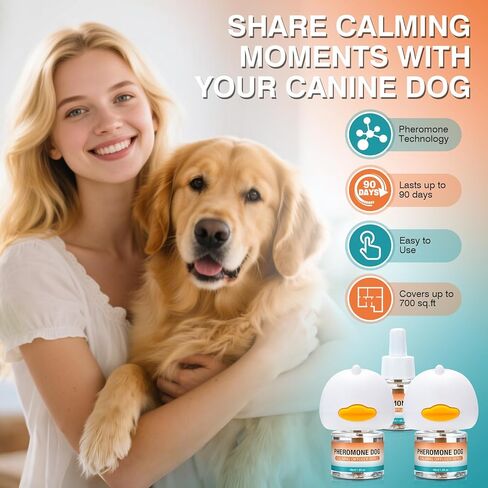 Dog Calming Pheromones Diffuser to Calm Pet 5 in 1 Advanced Kit (2 Plug in+3 Pack 48ml Refill) Appeasing Pheromone Diffuser for Anxiety ReliefReduce Aggression Fighting Barking Stress in Kuwait