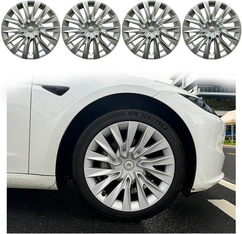 أغطية عجلات مقاس 18 بوصة لطراز Tesla 3 2024-2025، أغطية محورية ذات تغطية كاملة الحواف متوافقة مع طراز Tesla 3 Highland -4 أغطية لكل عبوة، مادة ABS متينة، مينا مخبوزة in Saudi Arabia