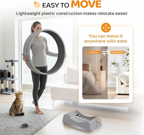 VINGLI Cat Exercise Wheel, 31" Cat Treadmill for Indoor Cats, Cat Running Wheel with Carpeted Runway for Weight Loss & Daily Exercise (Grey) in Saudi Arabia
