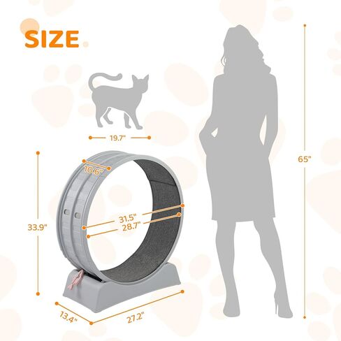 VINGLI Cat Exercise Wheel, 31" Cat Treadmill for Indoor Cats, Cat Running Wheel with Carpeted Runway for Weight Loss & Daily Exercise (Grey) in Saudi Arabia