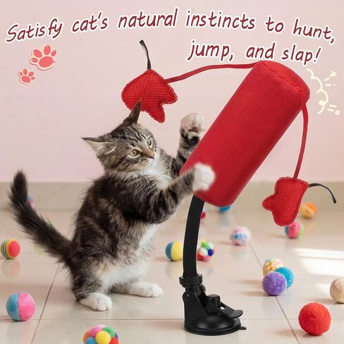 1 Pcs Cat Punching Bag with Boxing Gloves Filled with Catnip Punching Bag Play Gym Action Indoor Kitten Exercise and Fun Activity in Kuwait