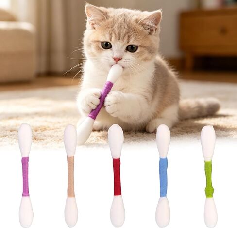 6 Pk Giant Q Tip Cats Toy for Boredom Durable Dental Teething Ropes, Big Interactive Felt Kitty Kicker Play, Play Anxiety Digestive Aid Lover Gift in Kuwait