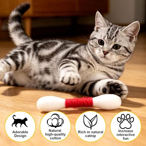 6 Pk Giant Q Tip Cats Toy for Boredom Durable Dental Teething Ropes, Big Interactive Felt Kitty Kicker Play, Play Anxiety Digestive Aid Lover Gift in Kuwait