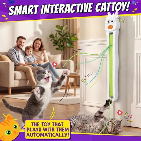 Interactive Cat Toy for Indoor Cats: Door-Mounted Automatic Moving Enrichment Cat Toy with Adjustable Motion Modes, Rechargeable Electric for Kittens & Bored Adult Cats, Hands-Free Pet Play Accessory in Kuwait