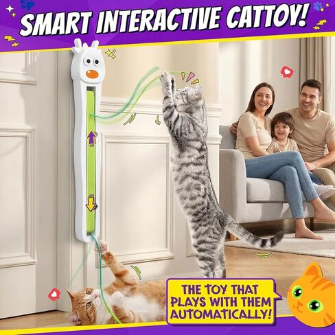 Interactive Cat Toy for Indoor Cats: Door-Mounted Automatic Moving Enrichment Cat Toy with Adjustable Motion Modes, Rechargeable Electric for Kittens & Bored Adult Cats, Hands-Free Pet Play Accessory in Kuwait