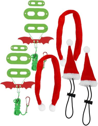 Yardwe 2 Sets Reptile Harness Leash with Christmas Hat and Scarf, Adjustable Lizard Traction Rope for Small Pets Like Bearded Dragons, Geckos, and Chameleons, Holiday Outdoor Pet Supplies in Kuwait