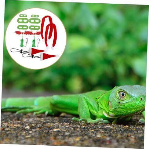 Yardwe 2 Sets Reptile Harness Leash with Christmas Hat and Scarf, Adjustable Lizard Traction Rope for Small Pets Like Bearded Dragons, Geckos, and Chameleons, Holiday Outdoor Pet Supplies in Kuwait