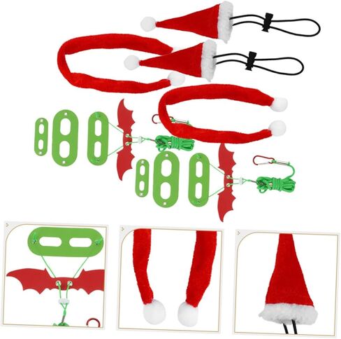 Yardwe 2 Sets Reptile Harness Leash with Christmas Hat and Scarf, Adjustable Lizard Traction Rope for Small Pets Like Bearded Dragons, Geckos, and Chameleons, Holiday Outdoor Pet Supplies in Kuwait