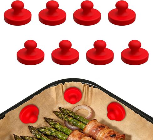 8Pcs Air Fryer Magnets for Parchment Paper, Upgraded Powerful Magnetic Silicone Buckles for Holding Down Paper Liners, Safely Lock Disposable Liners from Heating Element or Covering Food (Black) in Saudi Arabia