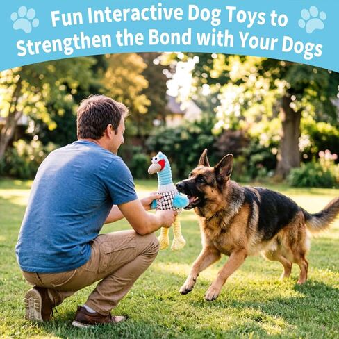 Blue Turkey Dogs Squeaky Plush Toys for Chewers – Corduroy & PP Cotton Plush Dog Toy, Durable Interactive Chew Toy for Small Medium Large Dogs in Saudi Arabia