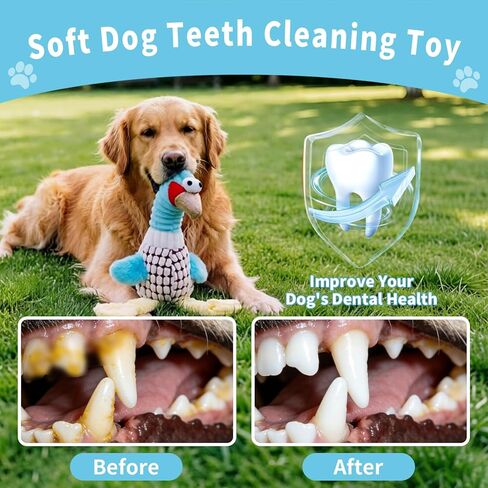 Blue Turkey Dogs Squeaky Plush Toys for Chewers – Corduroy & PP Cotton Plush Dog Toy, Durable Interactive Chew Toy for Small Medium Large Dogs in Saudi Arabia