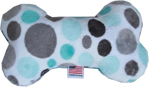 Made in USA Squeaky Plush Dog Bone Toy - Handmade 6 Inch Healthy Non-Toxic Puppy Toys for Small Breeds - Gentle Fetch & Sleep Buddy, Not for Aggressive Chewers (Polka Dots) in Kuwait