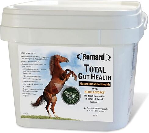 Ramard Total Prebiotic & Probiotic Equine Formula - Natural Digestive Supplement for Horses Optimal Gut Health, Nutrient Absorption, Foal Support Pro & Pre Biotics for Livestocks and Horse 8.5 oz Jar in Kuwait