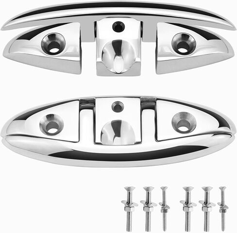 SHENGHUISS 2 Pack 6 Inch Boat Deck Folding Cleat Flip Up Flush Dock Mount Cleat Marine Stainless Steel 316 Mooring Rope Cleat w/Fasteners in Saudi Arabia