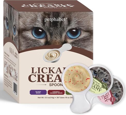 PETPHABET Lickable Cat Treats Spoon, 36 Count Creamy Puree Kitten Treats Variety Pack, Functional Wet Paste Cat Snacks for Skin & Coat Support, Hairball Relief, Urinary Health, Grain-Free Kitty Treat in Saudi Arabia