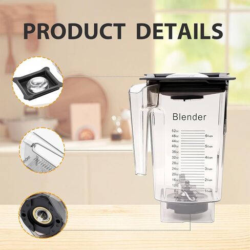 وعاء بديل سعة 90 أونصة لخلاط Blendtec، متوافق مع موديلات 570 575 625 650 725 759 800 825 885، يناسب السلسلة الكلاسيكية/المصممة/المحترفة/التجارية، ويشمل الحاوية والشفرة والغطاء in Kuwait