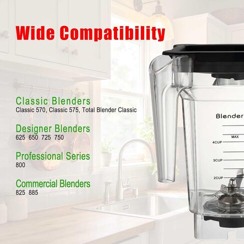 برطمان WildSide+ سعة 75 أونصة لـ Blendtec، استبدل 570 575 625 650 725 759 800 825 885 وما إلى ذلك، يناسب إبريق أكواب الحاويات الكلاسيكي/المصمم/المحترف/التجاري in Kuwait